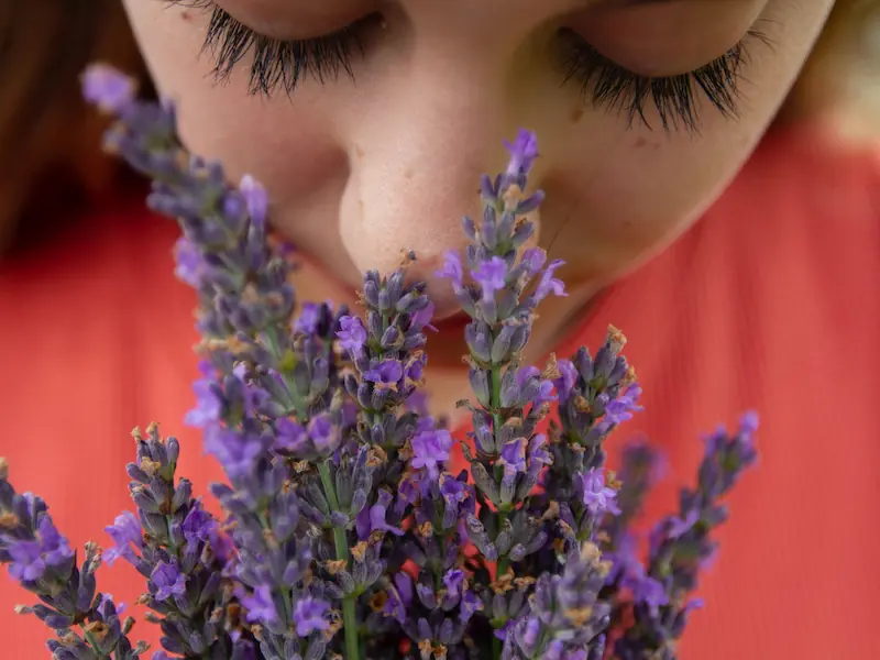 Girl Smelling Lavender