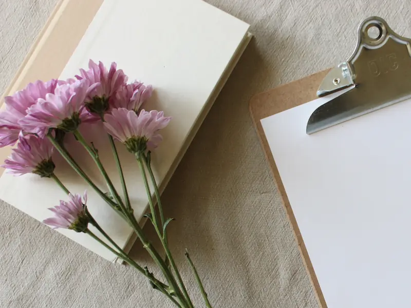 Notepad and Flowers